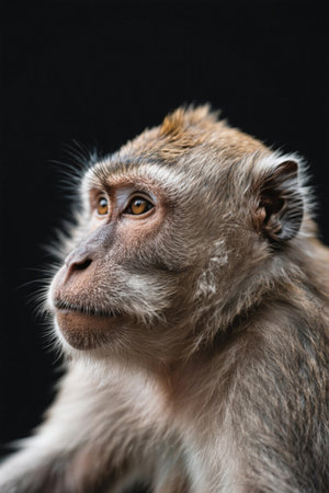 A monkey is looking up at the pictureの素材