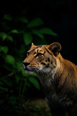 A Tiger Standing in the Dark Picturesの素材