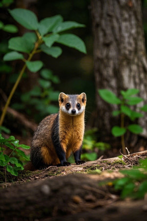 A small animal standing on a log Pictureの素材