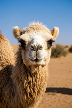 Standing in the desert wearing a long furry coat Pictureの素材