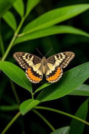 A butterfly picture on a leafの素材