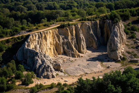 The uncanny workmanship among the cliffs, the natural wonder of the quarryの素材