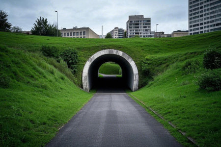 A tunnel to the Wizard of Oz, a quiet passage through the city's oasisの素材