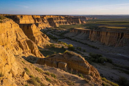 Magnificent loess plateau scenery, natural wonders of the canyon landscapeの素材