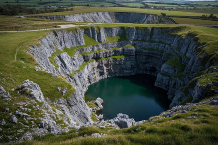 Magnificent sinkhole of deep pools, emeralds on cliffsの素材