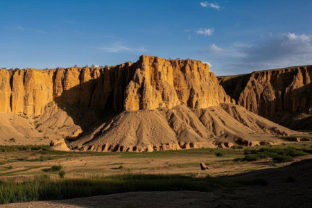 The golden canyon of the magnificent river valley, the uncanny workmanship of natureの素材