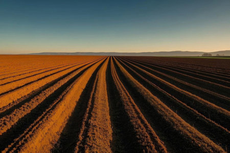 Hope in the golden field, the rhyme of the lines of the earthの素材
