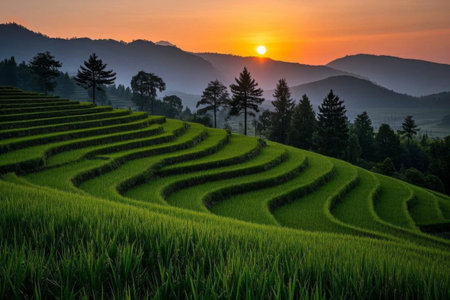 Terraces Sunrise Landscape Scroll, Hope of the Golden Terracesの素材