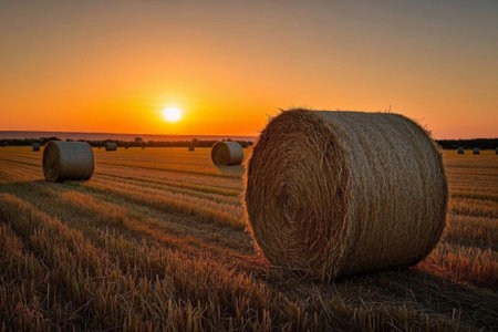 Harvest Overture in a Golden Field, Wheatfield Waltz in the Sunsetの素材