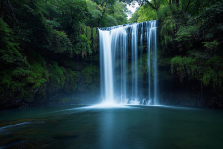 The green poetry flowing down, a cool summer among the mountains and riversの素材