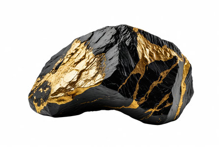 Gorgeous textures of black gold meteorites, mysterious obsidian entwined with gold threadsの素材