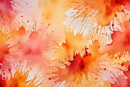 The warm autumn sun, blended with watercolors, and the passionate watercolors of fireworksの素材