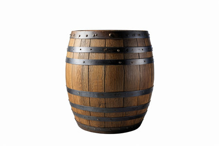 Traces of the years of vintage wooden barrels, artistic presentation of rustic wine barrelsの素材