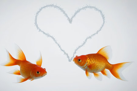 The love of goldfish spitting bubbles, the romance of water dropletsの素材