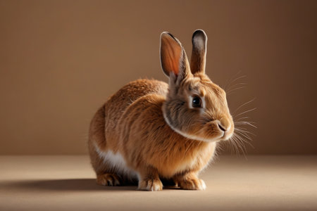 The tender gaze of a cute rabbit Elegant portrait of a brown rabbitの素材