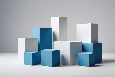 The creative display of geometric cubes is the three-dimensional spatial composition of minimalist styleの素材