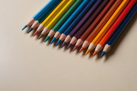 Creative arrangement of colored pencils Artistic expression of colorful colorsの素材