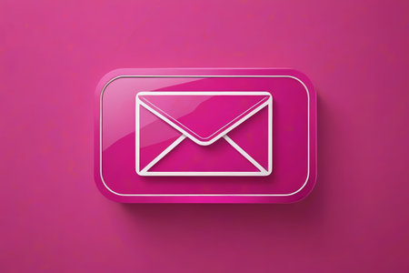 The minimalist beauty of the pink envelope icon Visual symbol for mail communicationの素材
