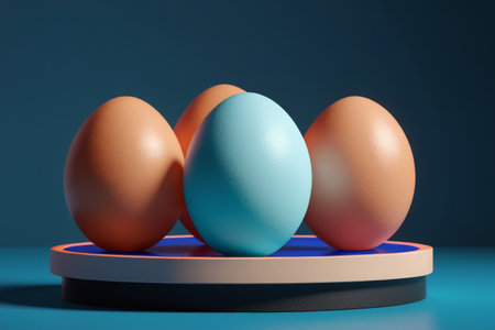 Colour-colliding eggs Creative eggs on a still life tableの素材
