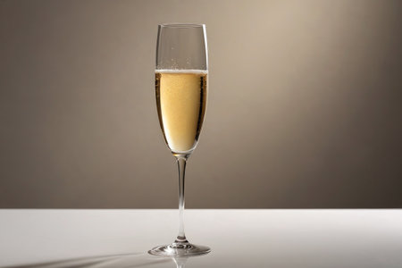 Elegant bubbles in a champagne glass Golden liquid for a moment of celebrationの素材