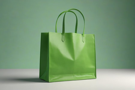 Simple and stylish green tote bag Fresh and eco-friendly shopping bagの素材
