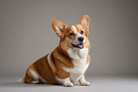 The moment the Corgi smiled, the healing photo of the cute pet Corgiの素材