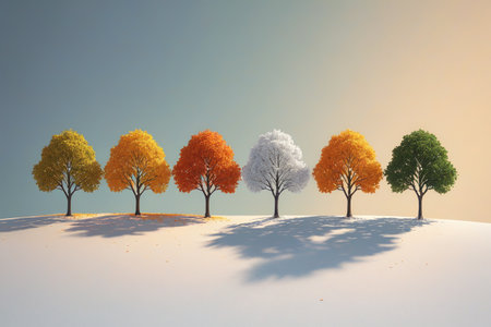 The harmonious symbiosis of the colors of the four seasons A picture of time and lifeの素材