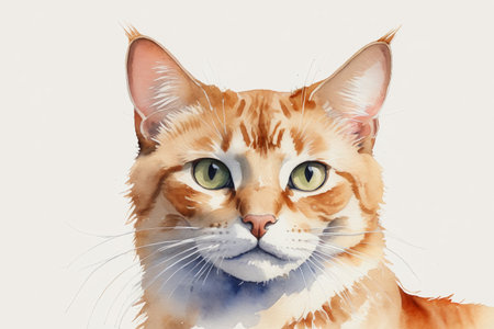 Watercolor Wind Orange Cat Portrait Artistic Interpretation of Elegant Catの素材