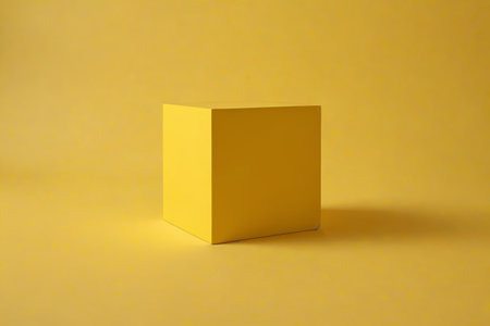 Minimalist yellow cube Bright color block geometric aestheticの素材