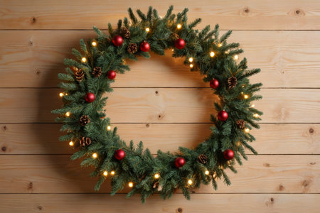 Holiday Blessings with Christmas Garland Warm Christmas Decoration Close-upの素材