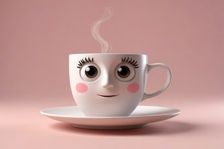 The Wonderful World of Cartoon Cups The Smile of Cute Tea Cupsの素材