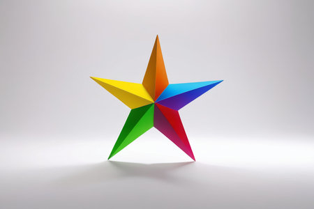 Colorful three-dimensional five-pointed star graphicsの素材
