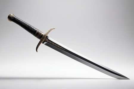 Close-up of a medieval-style decorative swordの素材