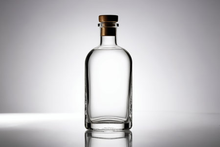 Close-up of a clear glass wine bottleの素材