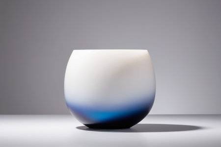 Blue and white gradient ceramic cup still life displayの素材