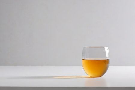 Glass drink cups on white tabletopの素材