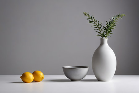 White Vase Lemon Bowl Still Life Comboの素材