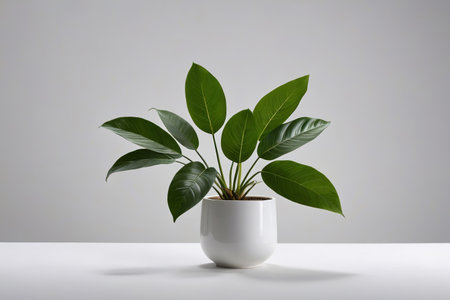 Green plants in white potsの素材