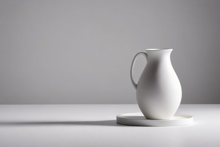 White ceramic kettle still life close-upの素材
