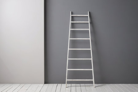 White ladder placed against the wallの素材