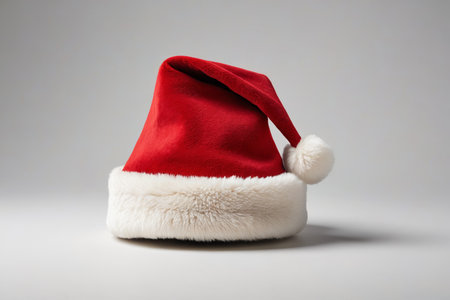 Close-up of a red Santa hatの素材