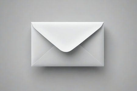 an envelope with a white paper inside on a gray backgroundの素材