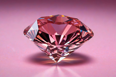 a close up of a pink diamond on a pink surfaceの素材