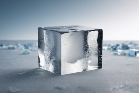 there is a large ice block sitting on the snowの素材