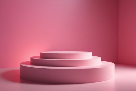 a close up of a pink pedestal in a room with a pink wallの素材