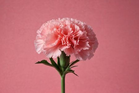 there is a pink flower that is in a vase on a tableの素材