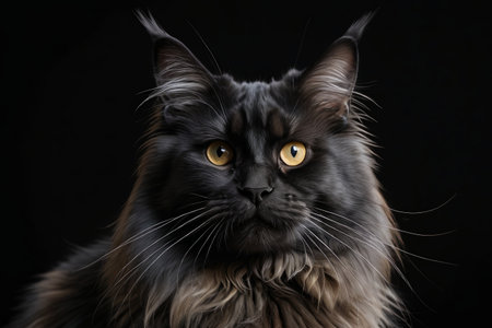 arafed black cat with yellow eyes looking at the cameraの素材