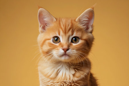 there is a cat that is sitting on a table looking at the cameraの素材
