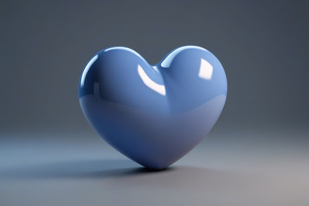 a close up of a blue heart shaped object on a gray surfaceの素材