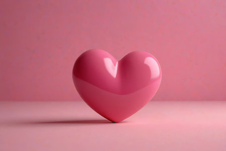 a close up of a pink heart shaped object on a tableの素材